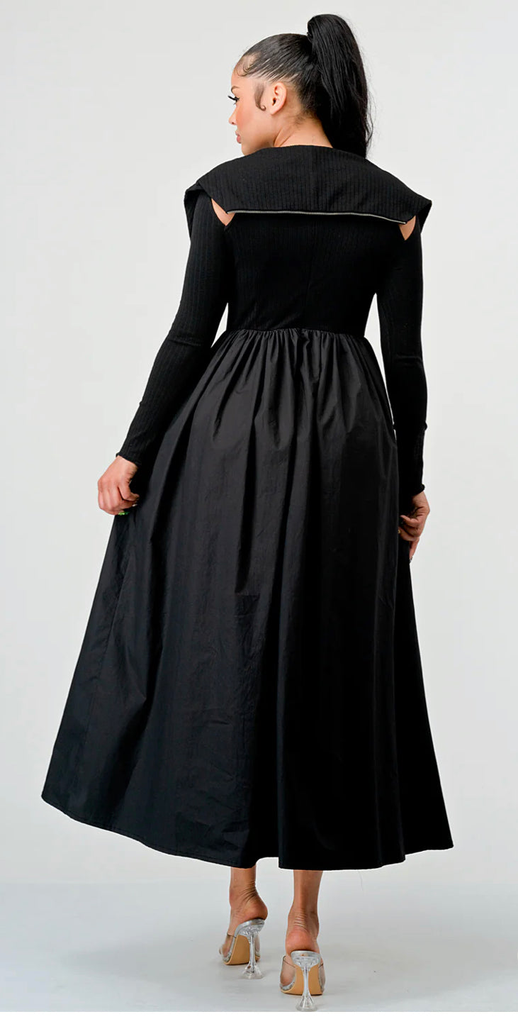 Bossy Zip Up Contrasts Long Dress